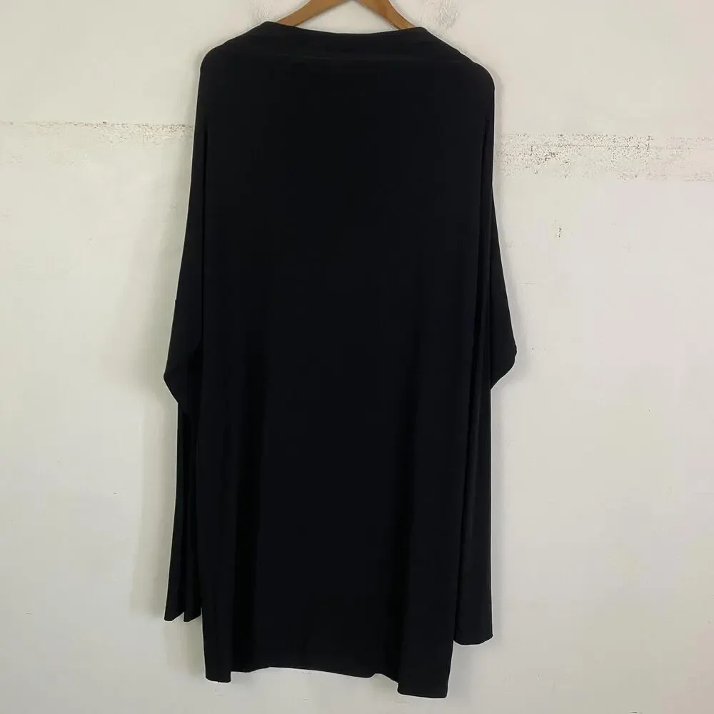 NORMA KAMALI All In One black cowl neck long sleeve dress sz L - Picture 5 of 7